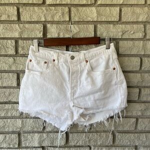 Levi’s White Denim Buttonfly Cut off Shorts 
Size 27